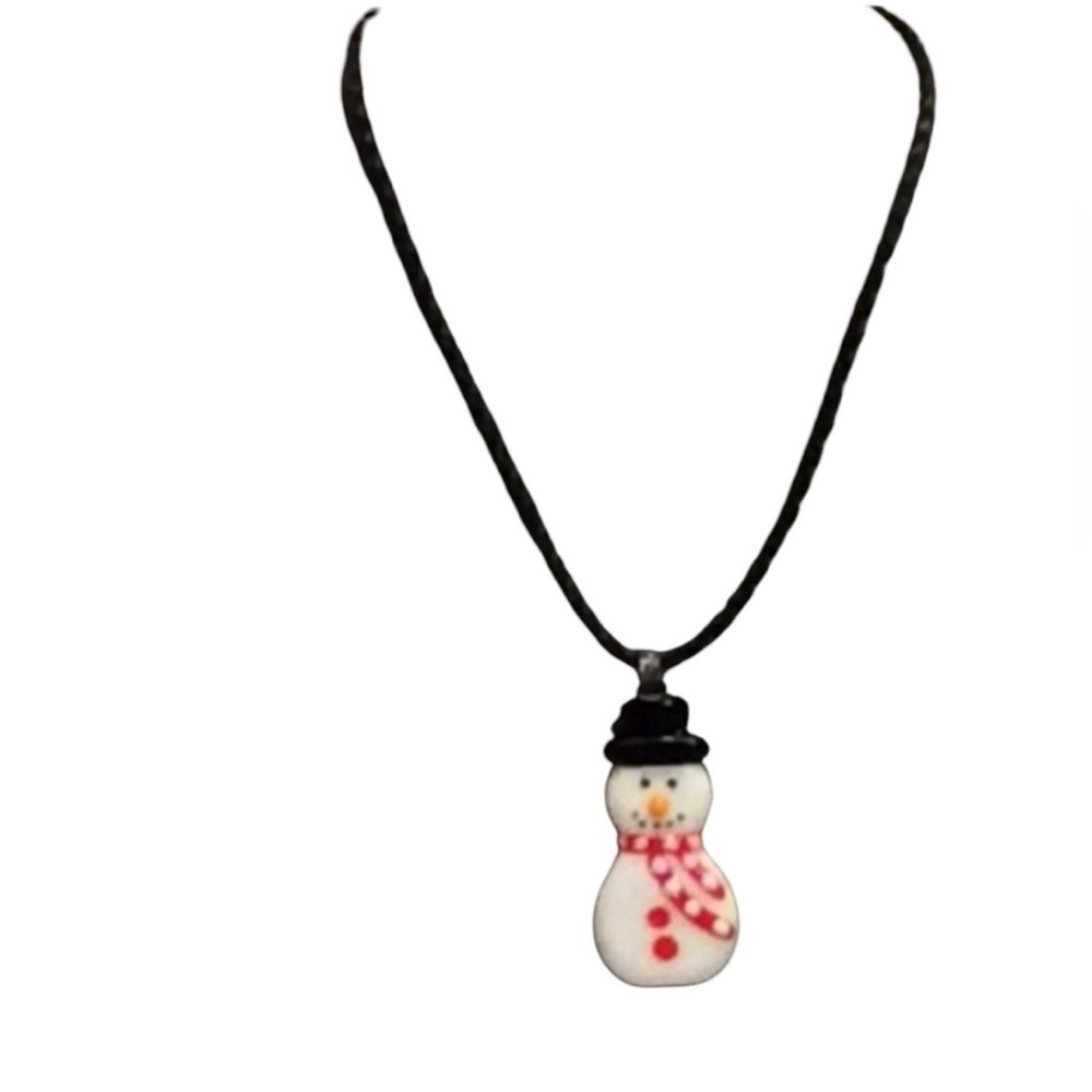 UNBRANDED Charming Lampwork PENDANT SNOWMAN Holiday CHRISTMAS Necklace